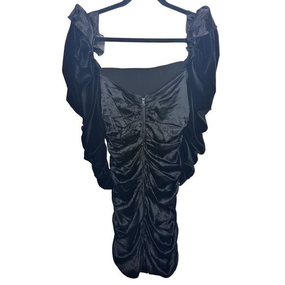 Alice & Olivia Katrice Silk Black Long Sleeve Puff Mini Dress Sz‎ 12 Women's - Picture 4 of 8